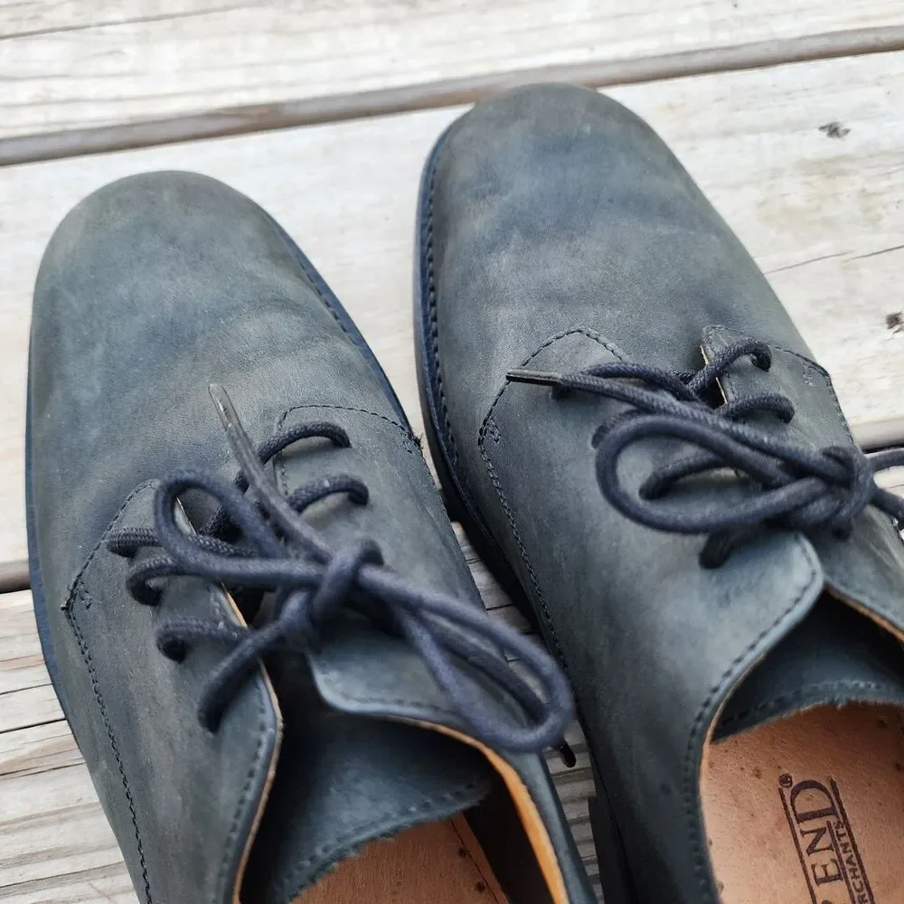 Lands End Men's 81148 Black Lace Up Oxford Cushioned Insole Dress Suede Shoe 10D